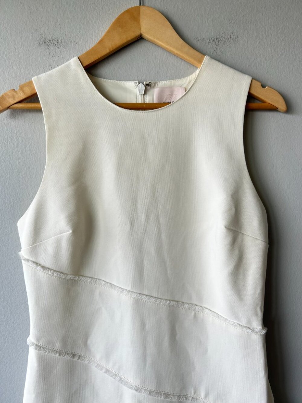 Cinq à Sept Josie Asymmetrical Frayed Mini Dress Ivory Size 10 - Picture 3 of 9